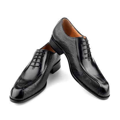 Men’s Genuine Leather Oxford Shoes - Handmade Lace-Up Formal Wedding and Party Dress Shoes