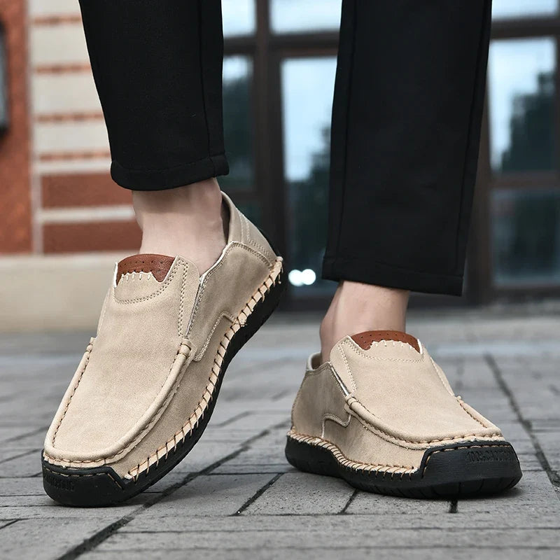 Handmade Leather Men’s Loafers - Casual Slip-On Moccasin Shoes Comfortable Walking Flats for Fall
