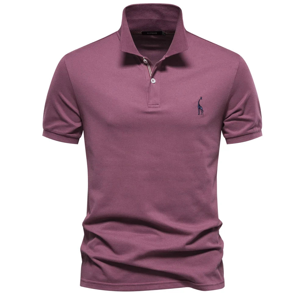 AIOPESON Men's Cotton Polo Shirt - Short Sleeve Solid Color Summer Casual Polo Top