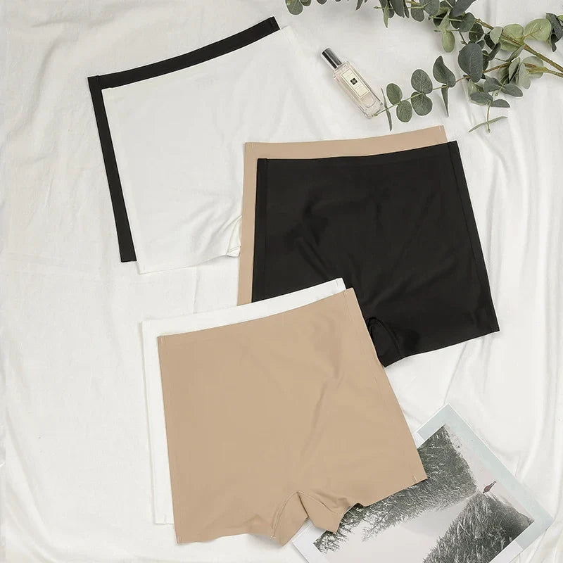 Seamless Ice Silk Biker Shorts - Women’s Stretchy Yoga Leggings Boxer Style Sports Shorts for Everyday Comfort