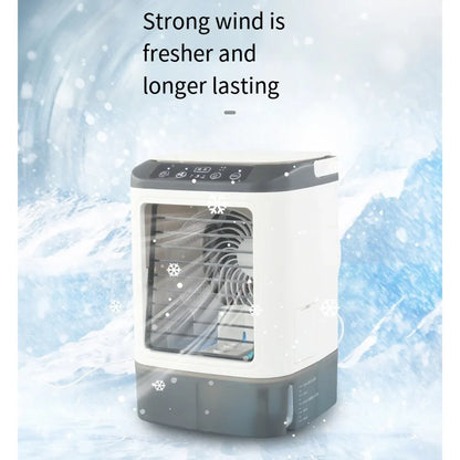 USB Portable Mini Air Conditioner Fan – 3-Speed Desktop Cooling Fan with LED Night Light, Air Cooler for Home, Office, and Camping