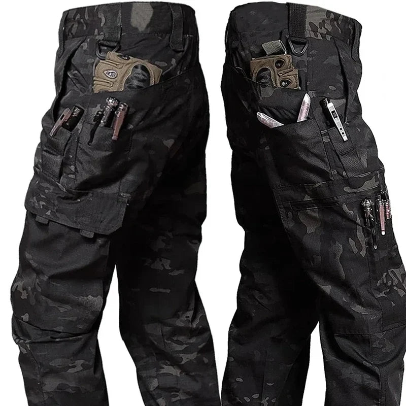 Men's Tactical Cargo Work Pants - Waterproof Multi-Pocket Outdoor Hiking Trousers for Spring & Autumn