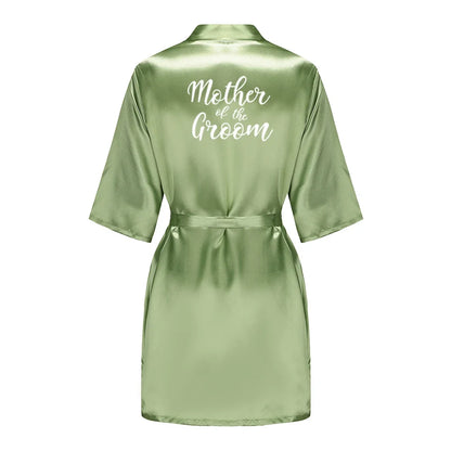 Plus Size Satin Silk Robe for Women - Wedding Bride Bridesmaid Bathrobe Sleepwear in Sage Green