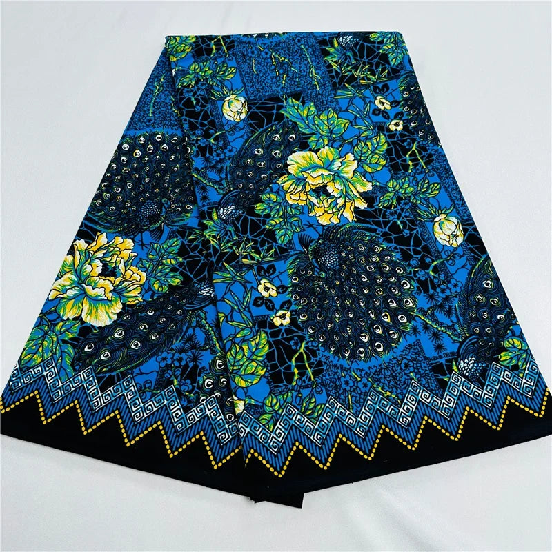 6 Yards African Real Wax Ankara Fabric - 100% Cotton Party Dress Print