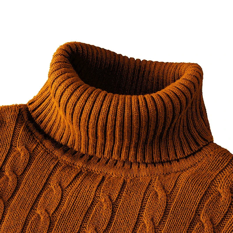 Men's Turtleneck Woolen Sweater - Casual Rollneck Knitted Warm Jumper Winter Pullover Top