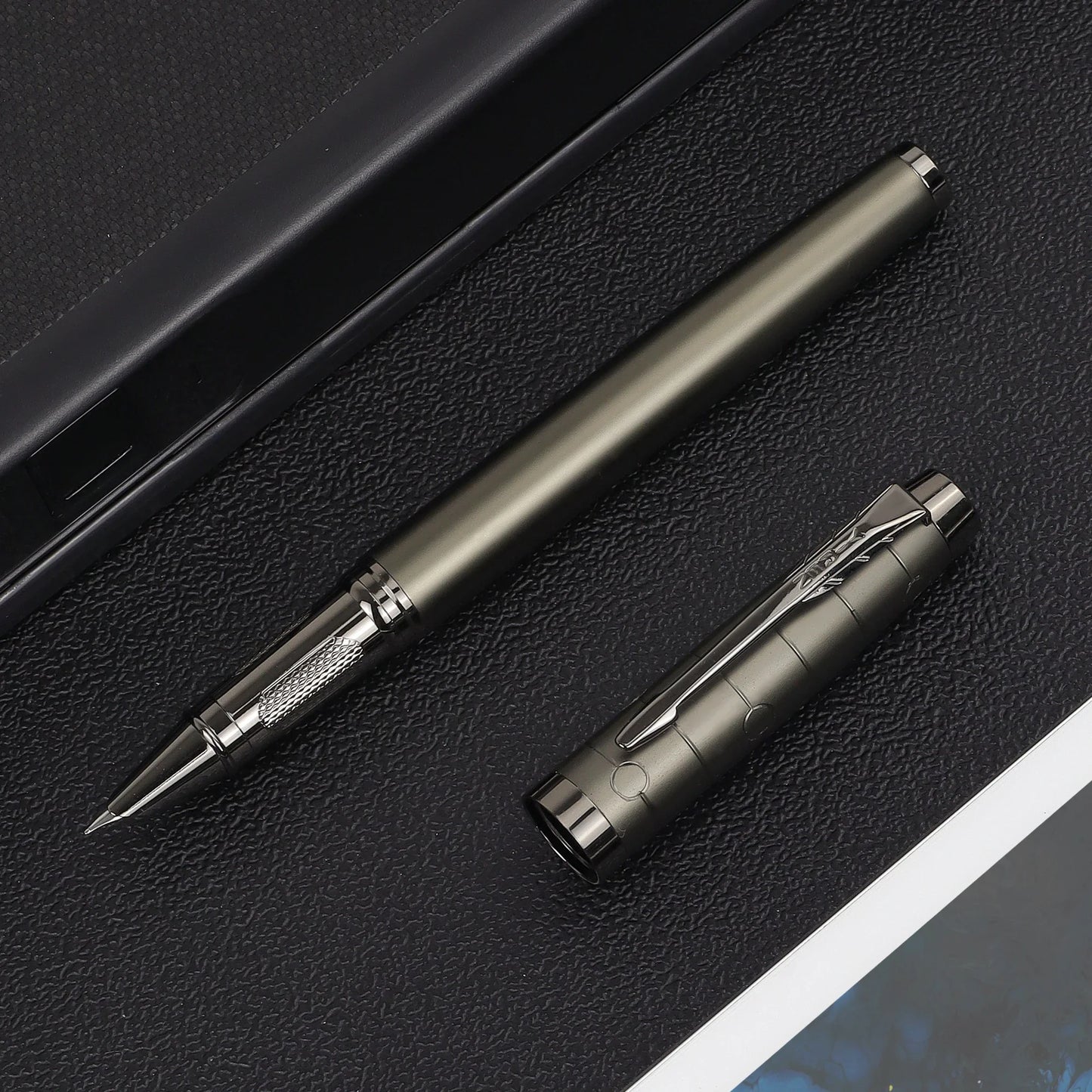 Luxury Gunmetal Fountain Pen - Stylish Metal Writing Pen with Mechanical Feel for Professional Use & Gifting