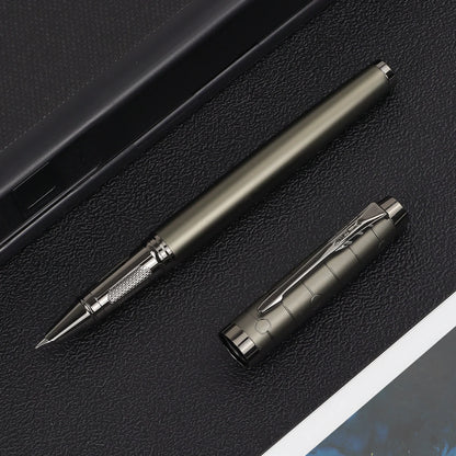 Luxury Gunmetal Fountain Pen - Stylish Metal Writing Pen with Mechanical Feel for Professional Use & Gifting