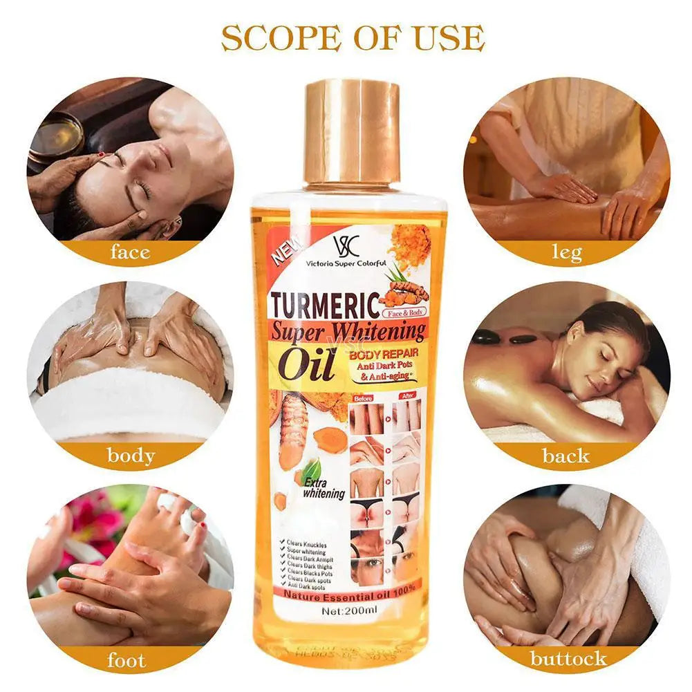 Turmeric Essential Oil 200ml — Moisturizing Facial & Body Massage Oil, Aromatherapy, Brightening & Smoothing Skincare