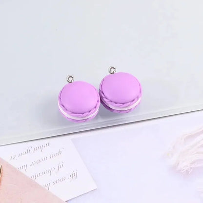 Macaron Cookie Resin Charms - 10pcs Cute Cartoon Food Pendants for DIY Jewelry Making