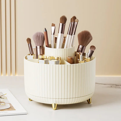 360° Rotating Makeup Organizer - Large Capacity Cosmetic Storage Box for Lipstick, Brushes & Bathroom Vanity
