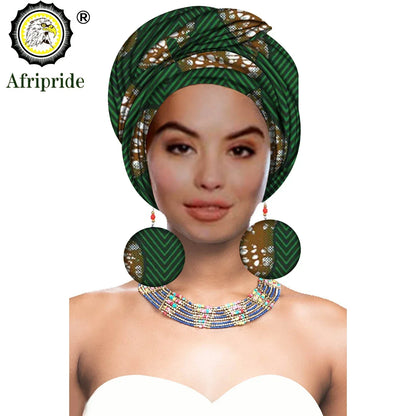 African Turban Headwrap - Nigerian Ankara Headscarf with Matching Earrings