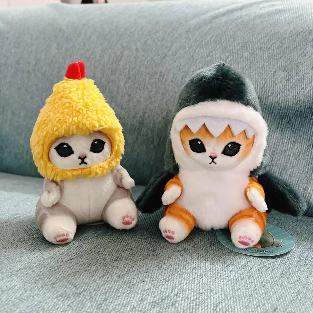 Kawaii Tempura Shrimp Shark Cat Plush Keychain — Cute Mofusand Anime Pendant Backpack Gift for Girlfriend