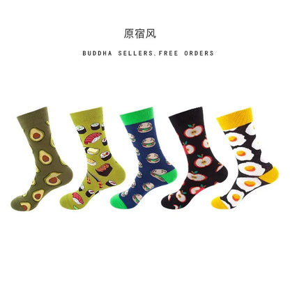 Men's Cotton Dress Socks 5-Pair Pack - Funny Casual Novelty Crew Socks Gift Set