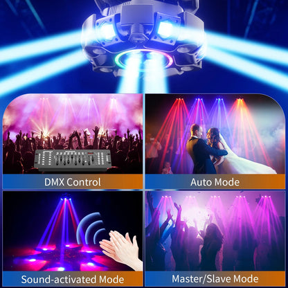 Yiflamefly 150W Moving Head DJ Light - RGBW 6-Arm DMX512 Stage Lighting Effect for Events & Parties