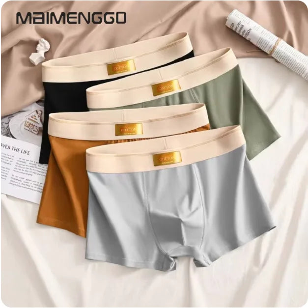 4PCS Men’s Cotton Boxer Shorts Set – Breathable Comfortable Underwear for Sports & Everyday Wear (L–7XL)