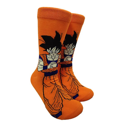Men’s Dragon Ball Anime Mid Tube Socks - Bandai Cartoon Character Cotton Crew Socks