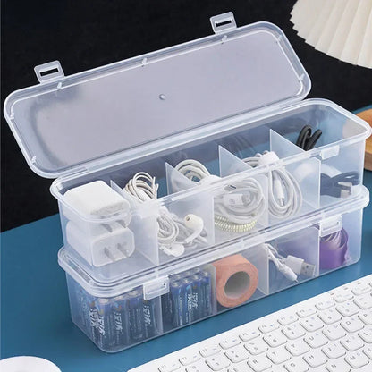 Transparent Cable Organizer Box with Lid – Dustproof Data Cable and Card Storage Case for Home and Office