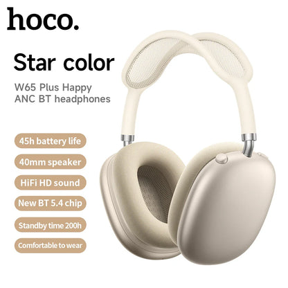 HOCO W65 Plus ANC Bluetooth Headphones – Wireless Over-Ear Noise Cancelling HiFi Sport Headset with Control Button