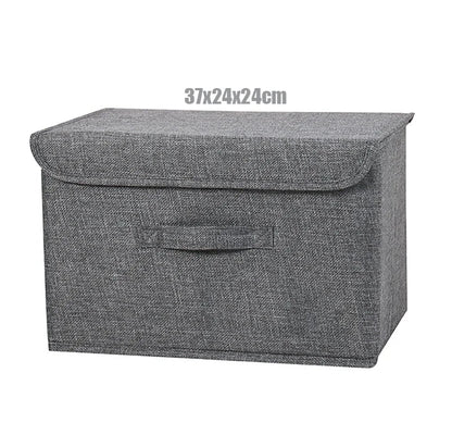 Washable Cotton Linen Folding Storage Box – CD, Toy & Laundry Organizer with Lid