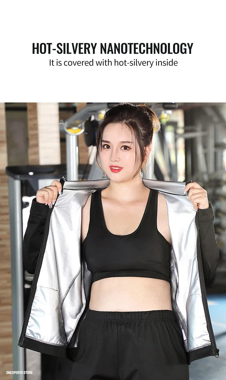 Women's Plus Size Sauna Suit — Gym Clothing Set for Weight Loss, Sweating & Slimming Activewear Tracksuit
