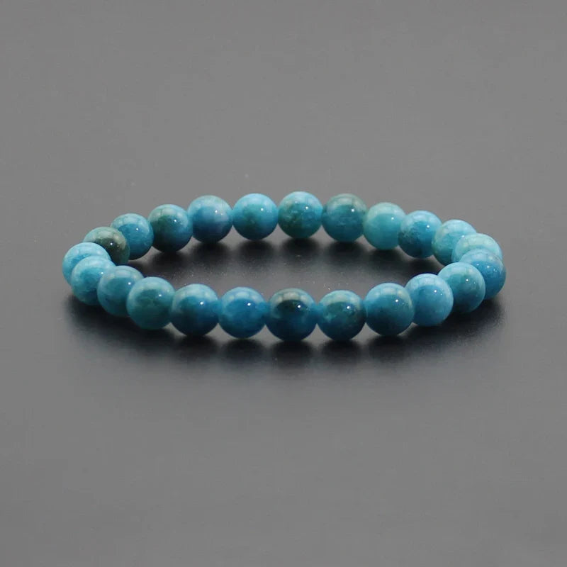 8mm Natural Stone Beaded Bracelet - Black Onyx Lava Tiger Eye Agate Quartz Chakra Yoga Energy Jewelry for Men & Women