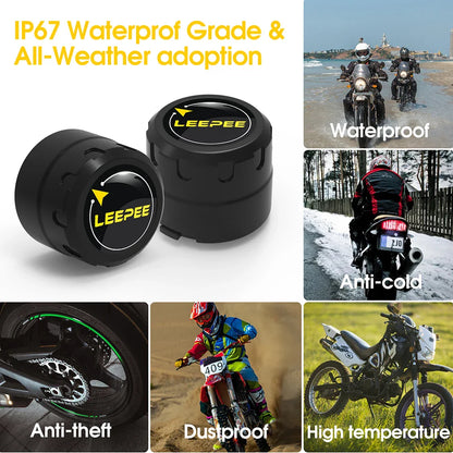 Bluetooth Motorcycle TPMS with 2 Sensors – Tire Pressure Monitoring System for Pit Bike, Tyre Tester Diagnostic Kit Moto Accessories