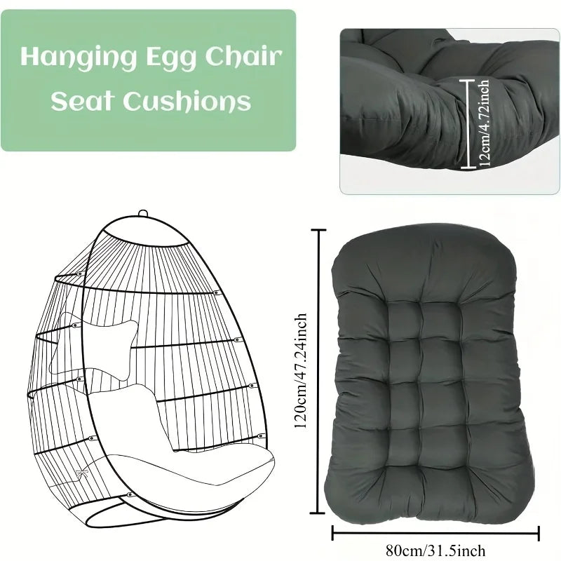Luxury Hanging Chair Cushion - Thickened Ergonomic Polyester Seat Pad for Indoor & Outdoor Comfort