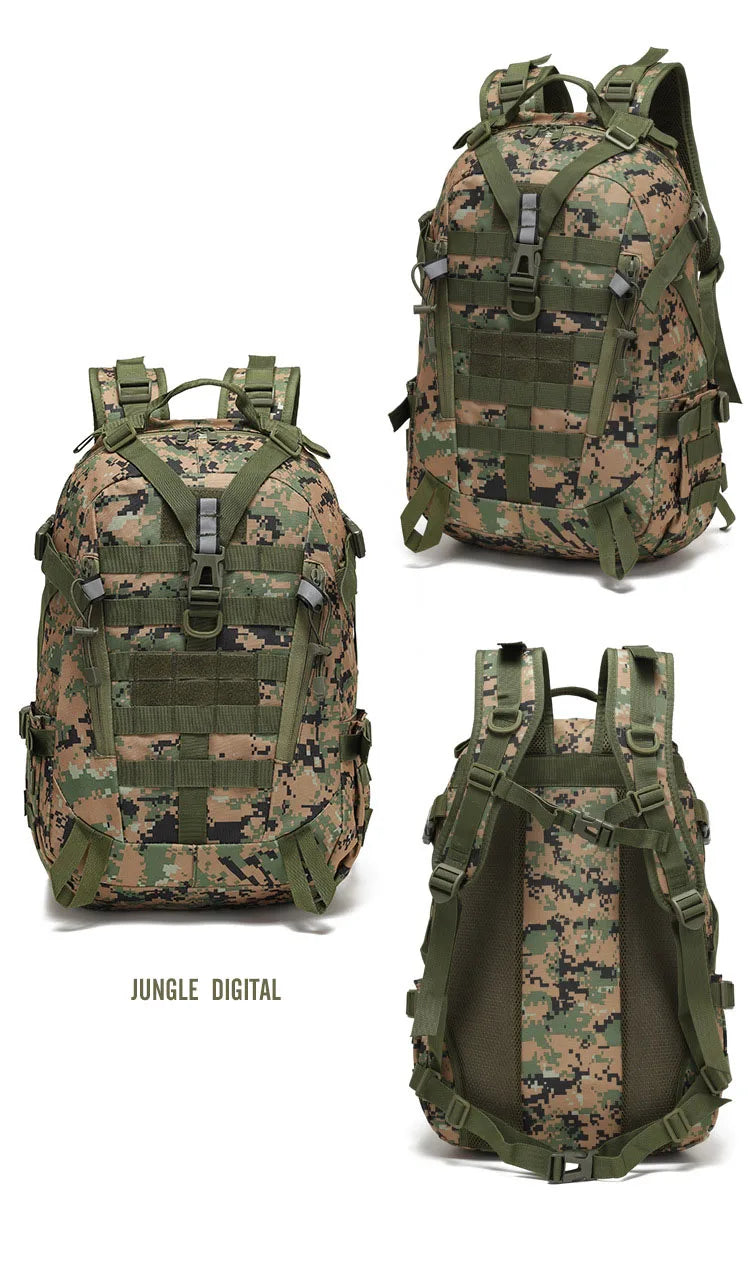 40L Tactical Reflective Backpack – Molle Camouflage Rucksack for Outdoor Hiking, Camping, Hunting & Travel
