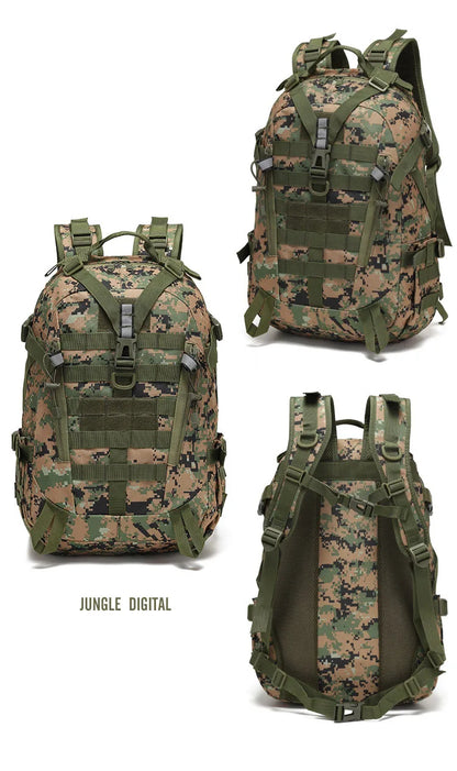 40L Tactical Reflective Backpack – Molle Camouflage Rucksack for Outdoor Hiking, Camping, Hunting & Travel