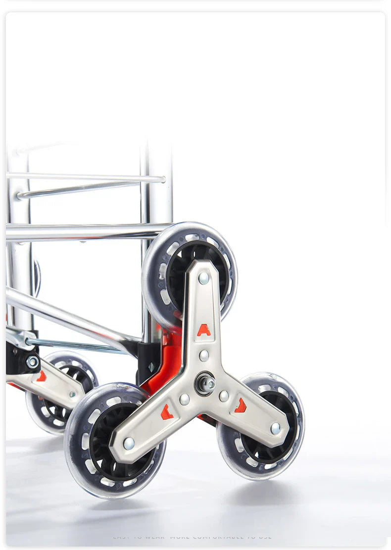 Portable Aluminum Alloy Grocery Cart – Folding Trolley with Large Capacity, Lightweight & Step Climbing Design