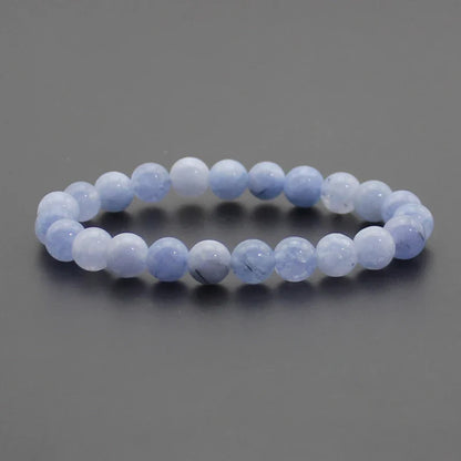 8mm Natural Stone Beaded Bracelet - Black Onyx Lava Tiger Eye Agate Quartz Chakra Yoga Energy Jewelry for Men & Women