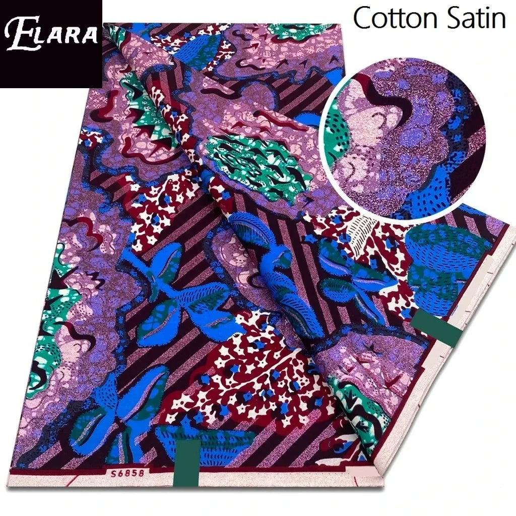African Real Wax Print Fabric - Grand Original Ankara Blue Cotton Wax Material 6 Yards for Stylish Dresses & Uniforms