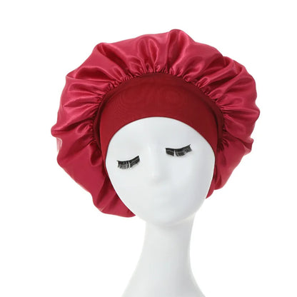 Women's Silky Satin Night Sleep Cap - Double Layer Adjustable Hair Bonnet, Shower Cap for Curly Hair Styling Accessories
