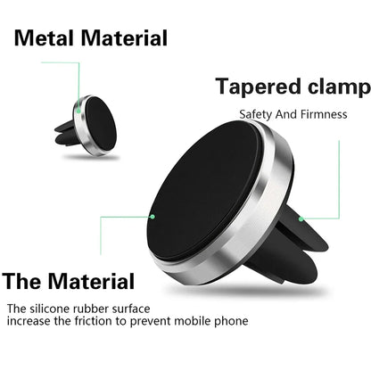 Universal Magnetic Car Phone Holder - Air Vent Mount Stand for iPhone, Samsung & Xiaomi Smartphones