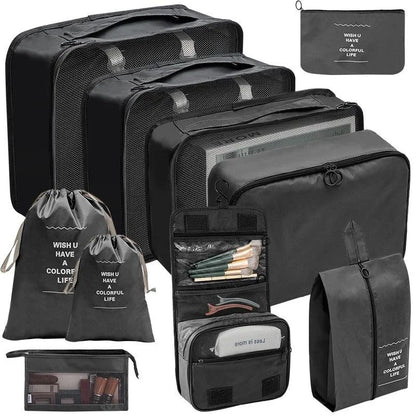 7/8/9/10-Pcs Travel Organizer Set — Portable Packing Cubes for Luggage, Clothes & Shoes, Foldable Storage Bags