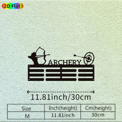 Vintage Archery Medal Display Rack - Gold Black Wall Mounted Award Holder with Custom Hooks