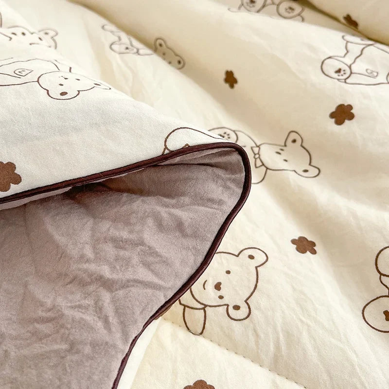 Washed Double Gauze Quilt – Lightweight Summer Comforter with Soya Fibre Filling, Soft & Breathable for Queen Size