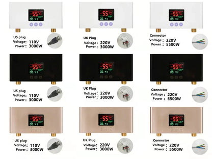 110V/220V Instant Water Heater 3000W/5500W | Wall-Mounted Electric Shower Heater for Bathroom & Kitchen Hot Water