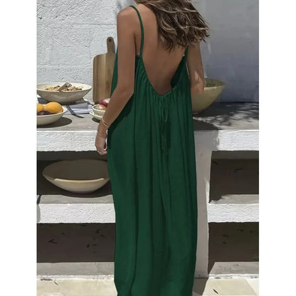 Women’s Strapless Backless Maxi Dress - Loose Comfortable Casual Home Sleepwear Long Dress