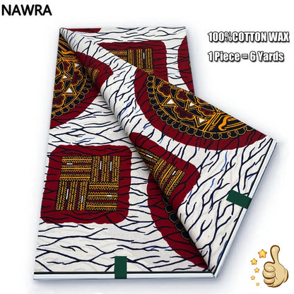 Original 100% Cotton African Wax Print Fabric - Soft Ankara Batik DIY Pagne