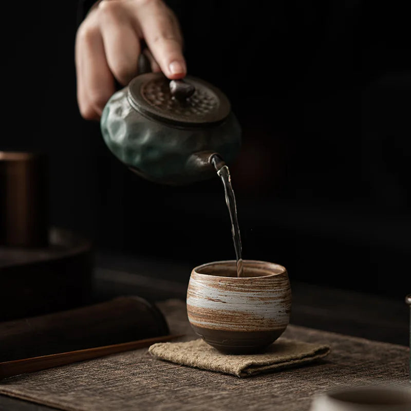 Japanese Handmade Stoneware Tea Cup – Small Kung Fu Single Teacup Vintage Style