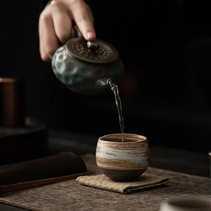 Japanese Handmade Stoneware Tea Cup – Small Kung Fu Single Teacup Vintage Style