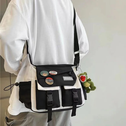 Preppy Nylon Crossbody Bag - Casual Messenger Shoulder Bag for Men Women Teens Travel School Commuter Daily Use