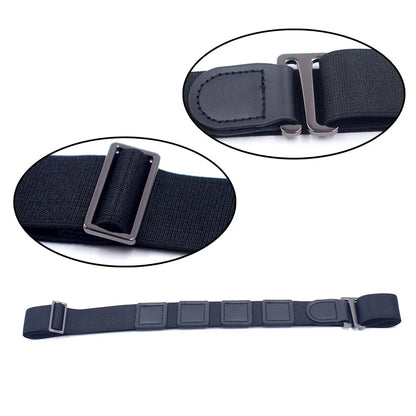 Black Shirt Stay Belt - Adjustable Elastic Non-Slip Shirt Holder Strap for Men & Women to Keep Shirts Tucked In