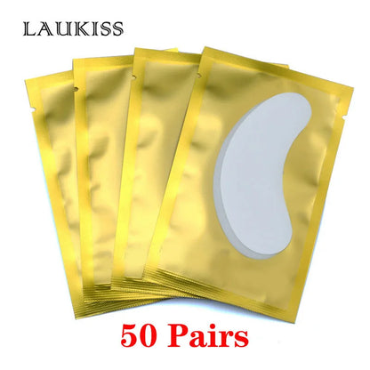 25/50/100 Pairs Hydrogel Eye Patches | Lint-Free Under Eyelash Pads for False Eyelash Application | LAUKISS Paper Stickers