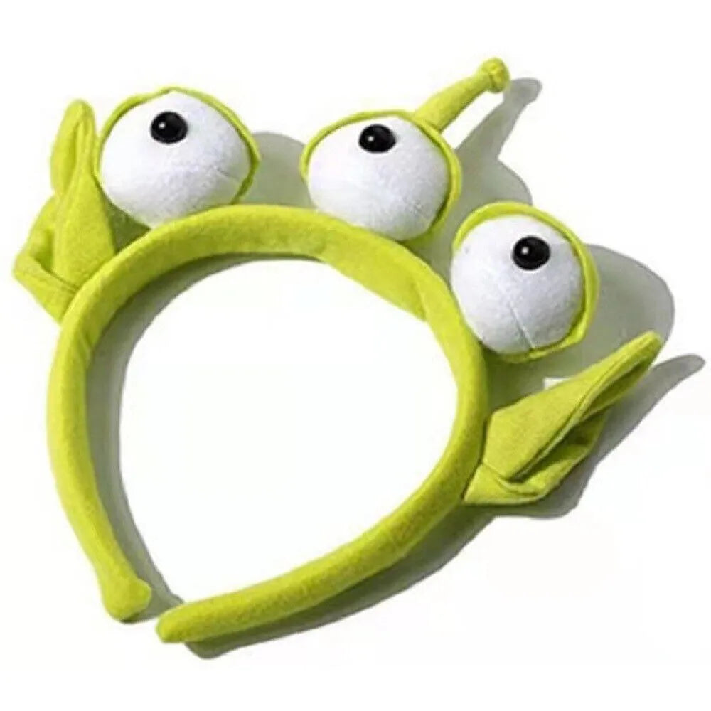 Green Alien Headband - Cute Three-Eyed Monster Cosplay Hairband for Girls and Women