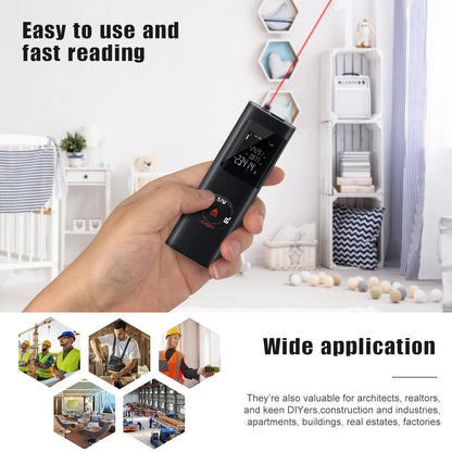 Portable Mini Smart Laser Distance Meter: USB Rechargeable Infrared Rangefinder - Handheld Range Finder Tool, Measures up to 40M/60M
