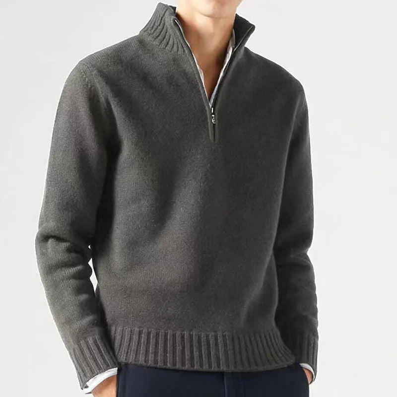Men's Autumn Turtleneck Sweater - Solid Color Long Sleeve Knit Pullover Casual Warm Daily Coat