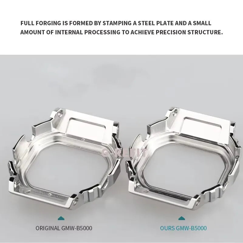 G-Refit V6.0 DW5600 Metal Bezel Kit - Stainless Steel Watch Band Strap & Case Accessories with Tools for GWB5600/GWM5610