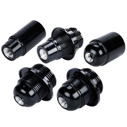 Black E27 Bakelite Lamp Holder - Self-Locking LED Light Bulb Socket with 4A 250V Rating